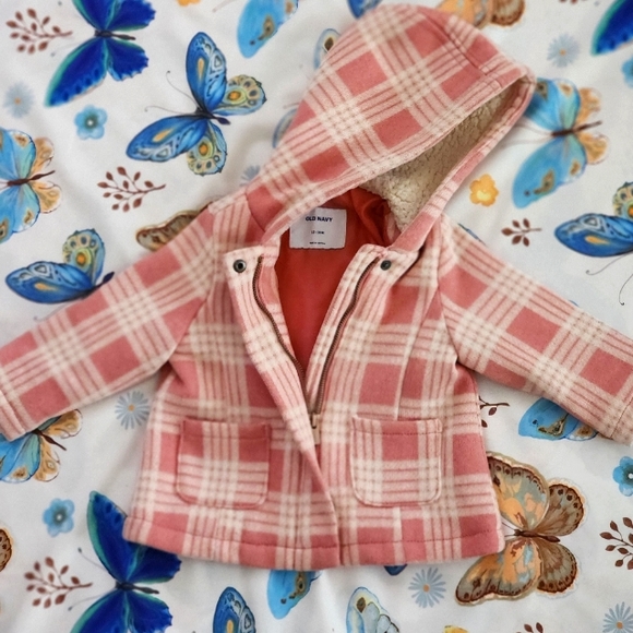 White and Pink Plaid Jaket For Baby. Size 12 - 18 Months. - Picture 3 of 6